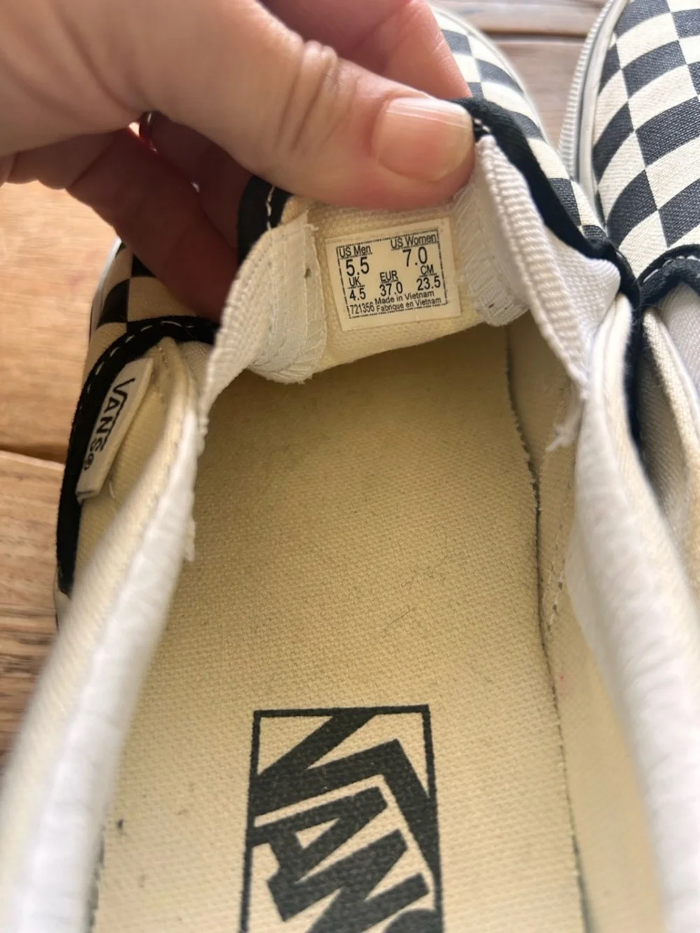 C- Vans unisex Checkerboard Slip-On in Black and White checkered